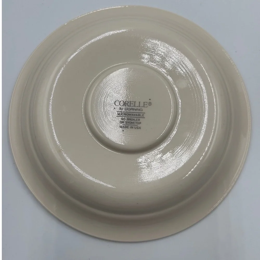 Corelle Corning Autumn Harvest Tea Cup Saucer Set 3 Fruit Peach Berry Stoneware